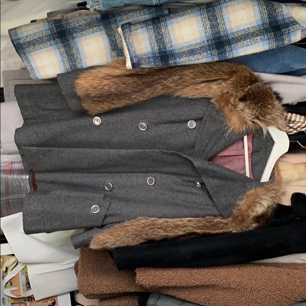 100% Real Fur Vintage Pea Coat